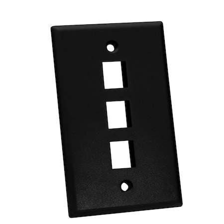 Quest Technology International Keystone Wall Plate, Single-Gang - 3 Ports, Black NFP-1031